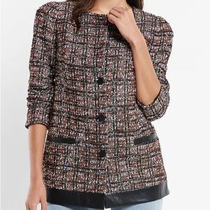 Express Black, burgundy Multicolor Tweed Blazer Large